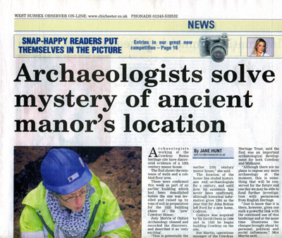 The article with my photographs appearing in the Midhurst and Petworth Observer, 25 January 2007